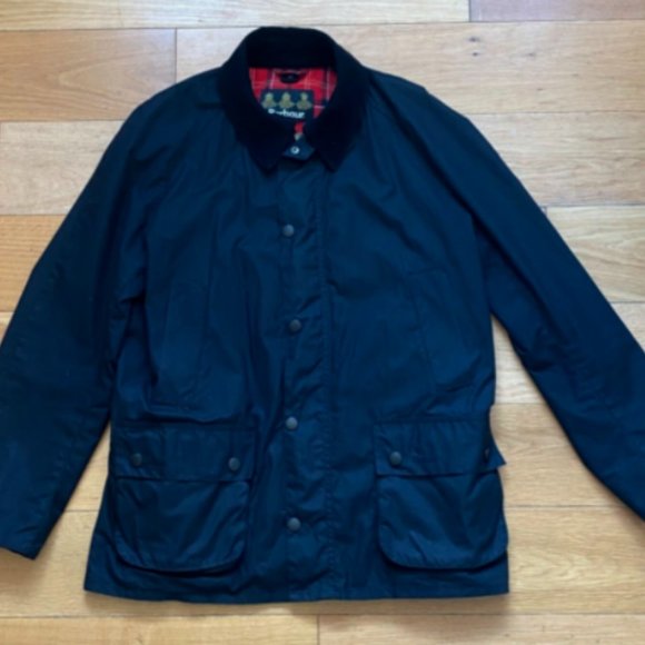 Black/ Tartan Red ~ BARBOUR ASHBY Wax Cotton Jacket British Style MSRP $425 - Picture 6 of 12